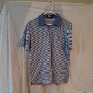 Polo by Ralph Lauren Men's Blue and White Striped Polo Shirt
